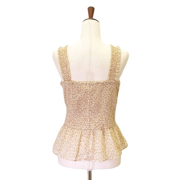 NWT Japna Top Animal Print Smocked Peplum Sleeveless Blouse Women’s Size XL NEW - Picture 2 of 11